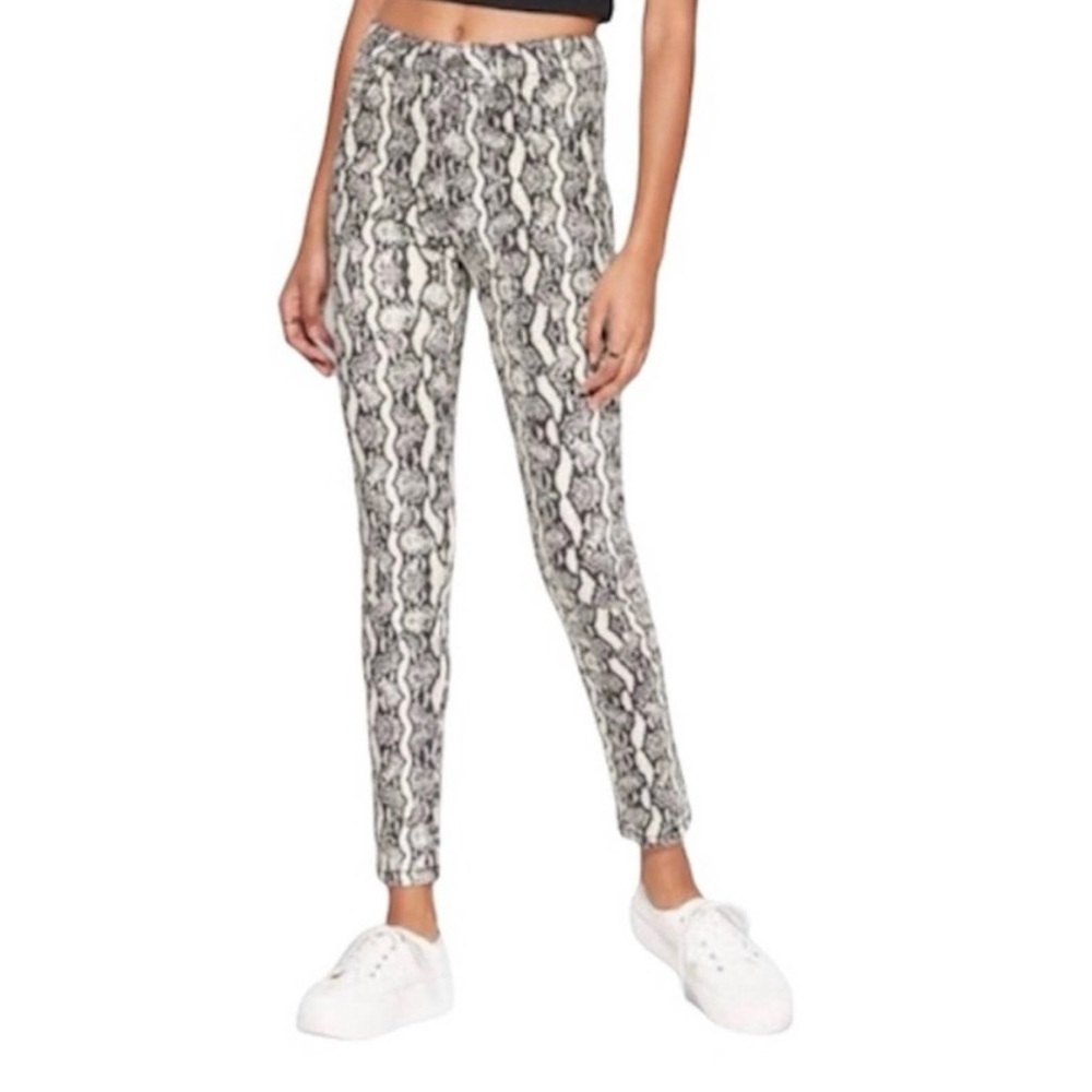 High Waisted Snakeskin Print Skinny Jeans